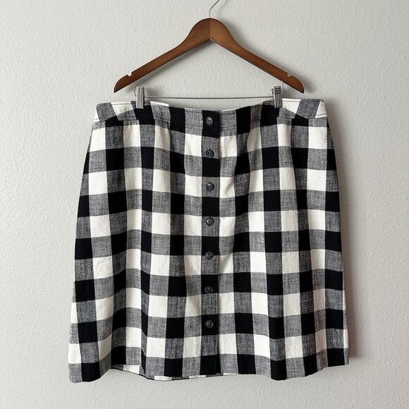 NWOT Talbots Textured Cotton Black White Gingham A-line Skirt Women’s size 24W - Picture 2 of 10